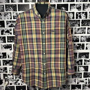 Chaps dress shirt green extra large Long sleeves checkered button down men’s